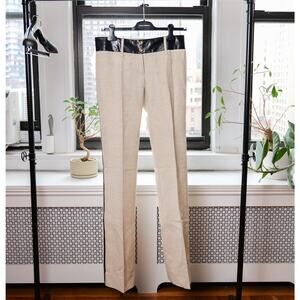 Dolce & Gabbana Vintage Beige Linen Black Snake Trim Tuxedo Pants (Size IT40)
